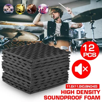 

12Pcs Soundproofing Foam 300x300x20mm Studio Acoustic Foam Soundproof Absorption Treatment Panel Tile Polyurethane Foam 7colors