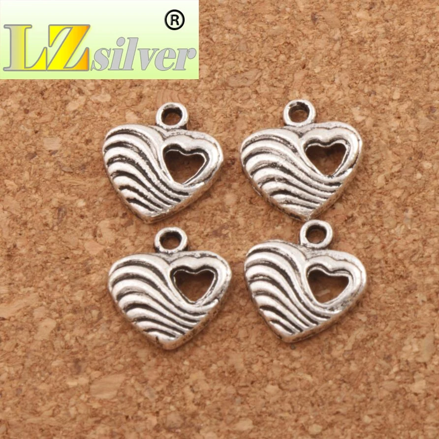 Weaved Heart With Hollow Heart Charm Beads 12.5x13.3mm Spacer 200pcs zinc alloy Pendants Alloy Handmade Jewelry DIY L904