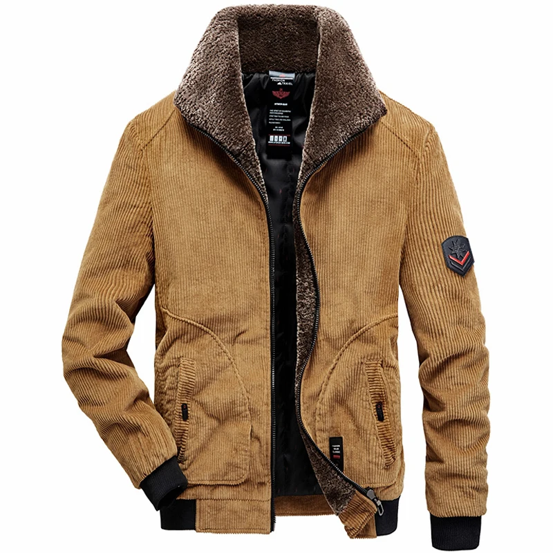 Winter parka men New Jackets Mens Plus velvet thickening Corduroy Men's coats Business casual warm middle aged coat M-5XL 9919