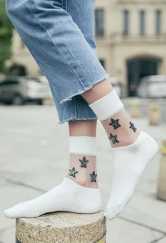 

DHL 500pair Women Shiny Silver Stars Transparent Glass Socks Girls Spring Autumn Fashion Socks