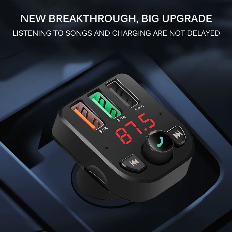 Автомобильный MP3-плеер Bluetooth 5,0 3.1A 3 USB Автомобильное зарядное устройство с цифровым экраном дисплей мобильный телефон автомобильное зарядное устройство для Xiaomi IPhone11
