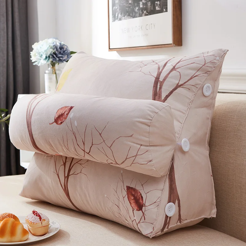 

Cotton Canvas Backrest Cushion Bed Sofa Triangle Pillow Removable Waist Pillow Chair Seat Cushion Cojines Decorativos Para Sofa