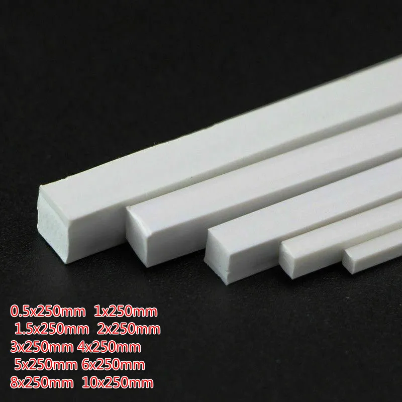 Plastic Rod 2/5/10/25/50pcs ABS White Square Plastic Rod Stick For Architecture Model Making Model Material DIY Accessories Cutting Supplies plastic rod plastic rod stick