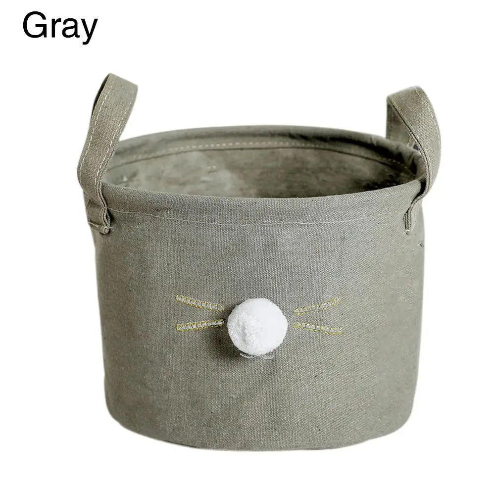 Gray Cимпатичный пушистый шарик ткань для кошек для хранения коробка, корзина для хранения детских игрушек Контейнер сумка с ручкой для бытовой Кухня Ванная комната Органайзер Q234 - Цвет: Gray