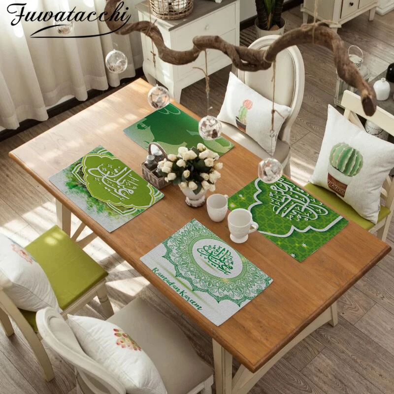 

Fuwatacchi Table Cushion Tableware Eco Durable Polyester Linen and Cotton Linen Placemat Tea Party Decorations Home Accessories