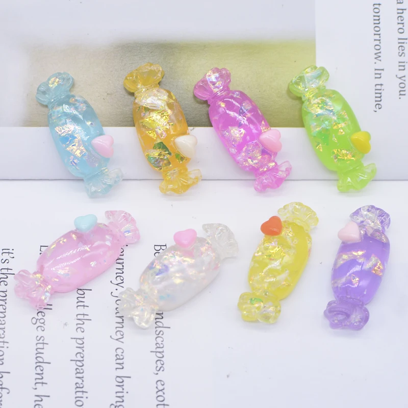 

10Pcs 35*13mm Rainbow Sweet Simulation Candy Ornament Bonbon Scrapbook Home DIY Decor Headwear Hair Clips Bow Accessories