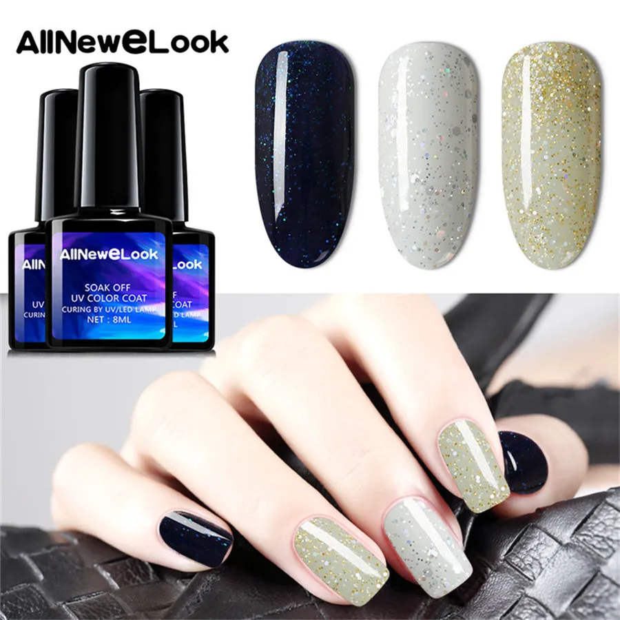 AllNeweLook новейший 8 мл маникюрный дизайн ногтей лак для Гель Блестящие Блестки