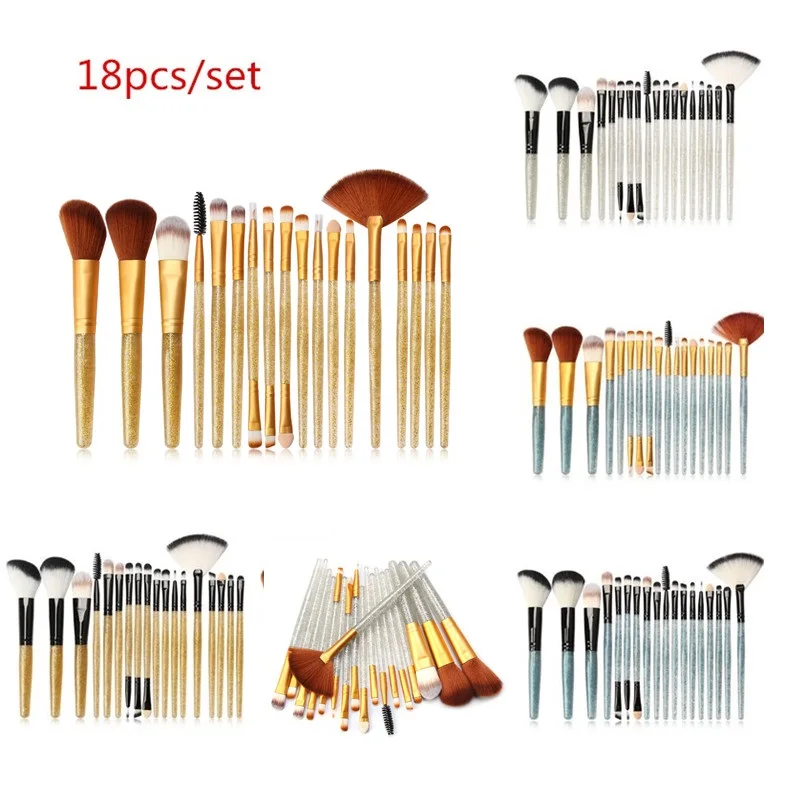 

18/5/1Pcs Eye Makeup Brushes Foundation Eyeshadow Powder Eyeliner Eyebrow Shimmering Handle Makeup Cosmetic Brushes Set
