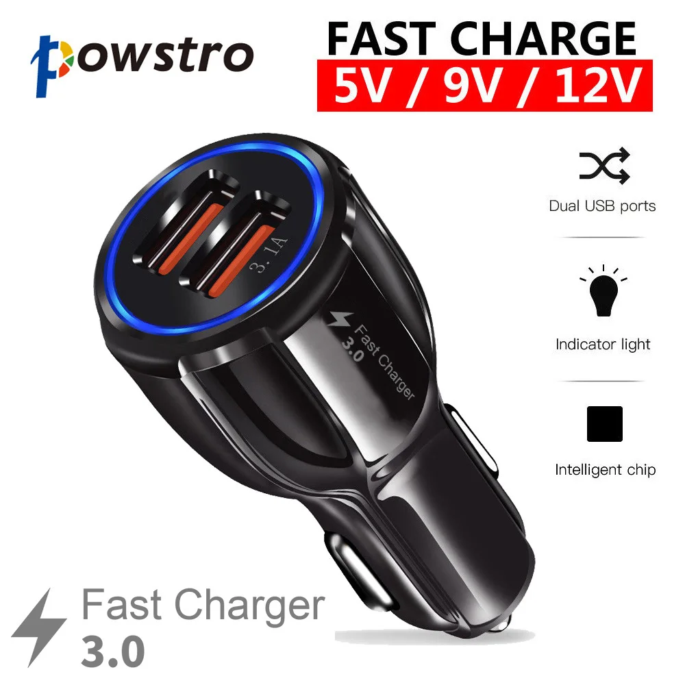 Быстрое зарядное устройство Powstro QC3.0, 5 В, 3,0 А, двойной USB, быстрая зарядка, для Xiaomi Mi4 5, для iPhone, для samsung Galaxy S7, S6, Note, htc