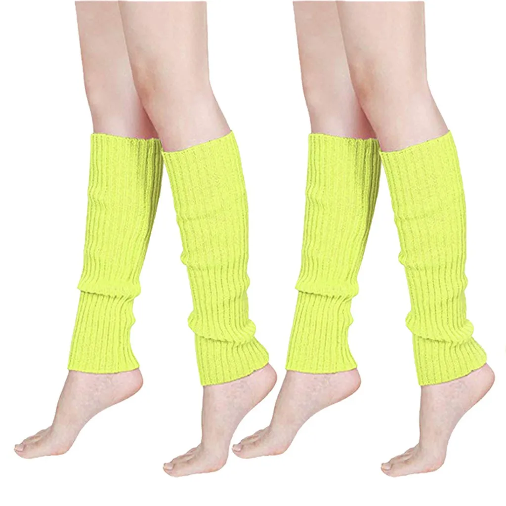 BPOF99 Women & Men Fluorescence Color Stripe Boot Cuffs Warmer Knit Leg Party Stockings Christmas Socks for Women Warm Under 5 Dollars 
