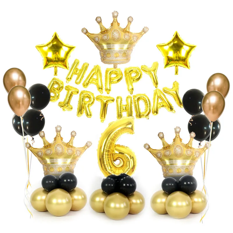 GD crown SVRset6) Розовое золото Воздушные шары для дня рождения фольгированные буквы «С Днем Рождения» воздушные шары короны шары для празднования юбилея вечерние принадлежности для декора - Цвет: GD crown SVRset6)