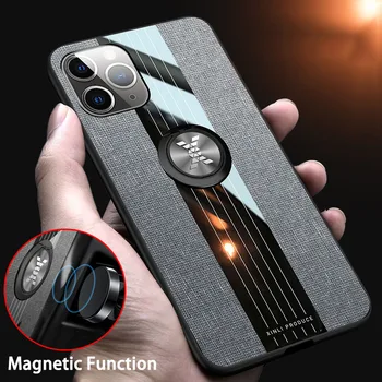 

10 PCS Lot Wholesale Cloth pattern Mobile Phone Case For Apple Iphone 6 7 8 11 X Phone shockproof Cover Car Magnetic Finger Ring