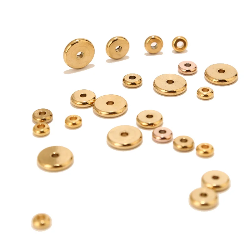 20 pezzi di perline tonde piatte in acciaio inossidabile perline distanziatrici allentate per la creazione di gioielli fornure per collane di braccialetti 4/5/6/8/10mm oro rosa