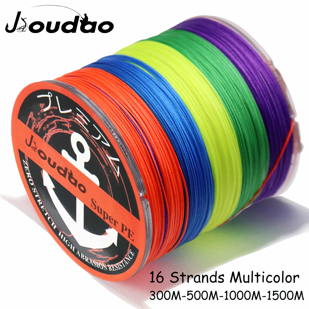 Jioudao многоцветная леска 55 280lb PE Карп плетеная 300 м/500 м/1000 м/1500 м 16 нитей супер