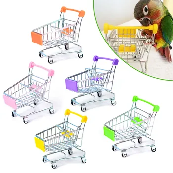 

Behogar Bird Parrot Toy Mini Supermarket Shopping Cart Handcart Trolley Toy for Macaw Parakeets Hamster Dutch Bunny Chinchilla