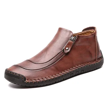 

Genuine Leather Men Winter Shoes Fashion Men Ankle Leather Boots Casual Male Boots Male Snow Shoes Warm Snow Boots