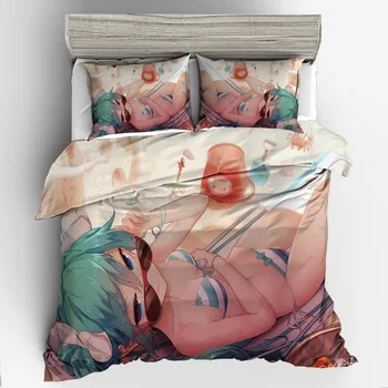 

Dropshipping Boy gife 3D print Bedding set Queen King Single Duvet cover set Home Textiles Japanese Cartoon Animation Miku 19