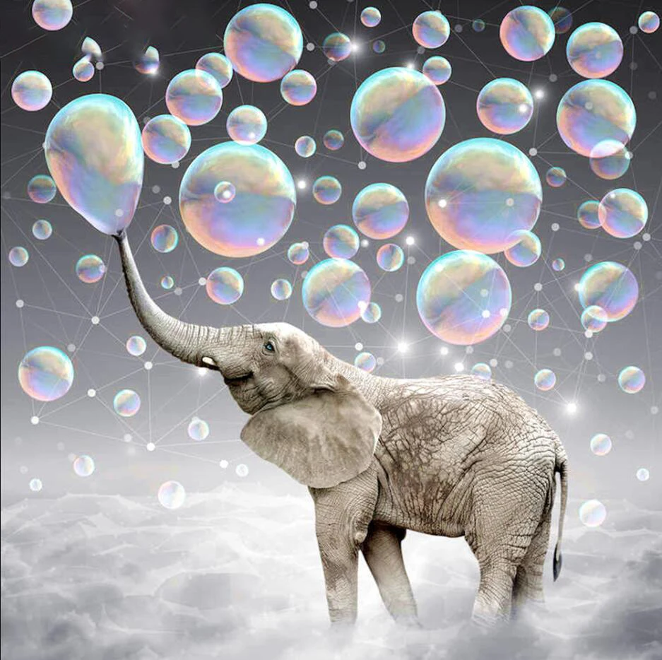 Elephant Blowing Bubbles Painting