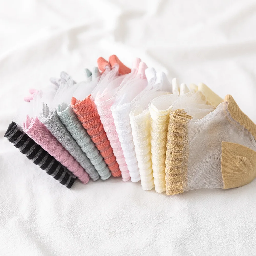 

Socks Female Japanese Socks Spring and Summer Thin Color Matching Crystal Stockings Card Silk Boat Socks Ultra-thin Female Socks