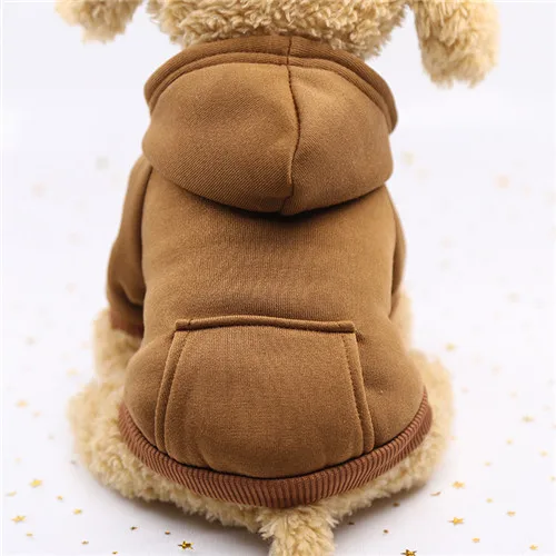 Зимняя одежда теплая, верхняя одежда для домашних животных собак Костюмы для малых и средних собак собаки чихуахуа заячьи ушки костюм для щенка куртка для питомца Бульдог - Цвет: Pocket Brown