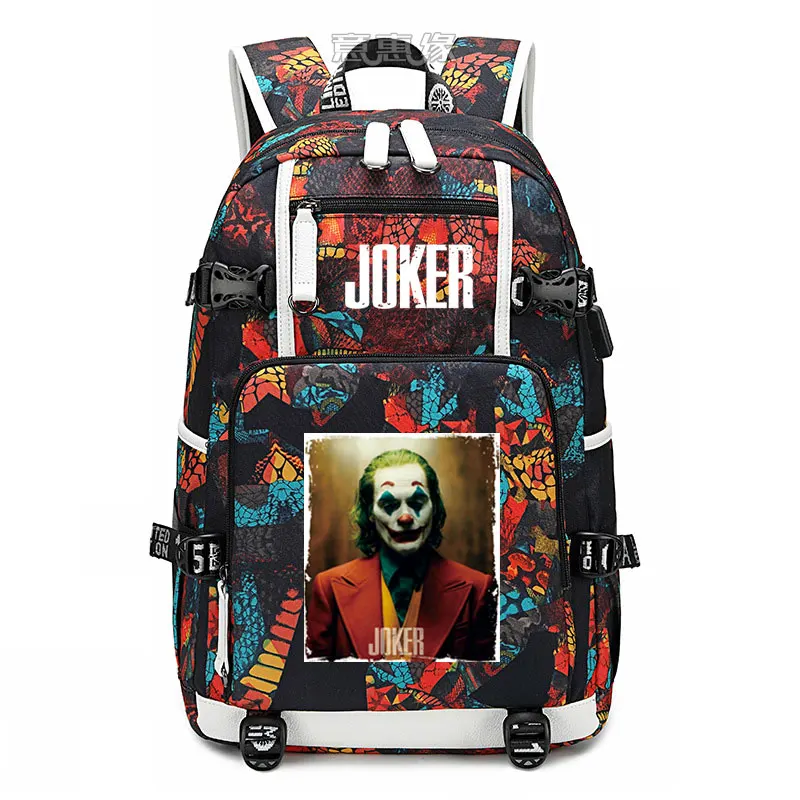 05 Новинка, рюкзак joker Joaquin Phoenix, сумка для ноутбука, мужские дорожные сумки, USB, Оксфорд, рюкзак - Цвет: 05