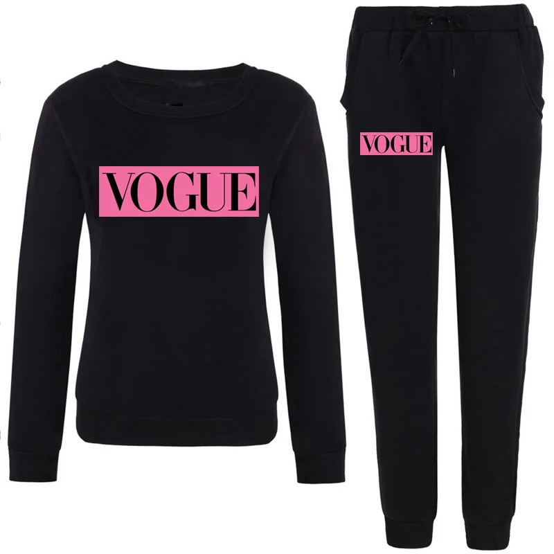 XUANSHOW Spring Autumn Women Set VOGUE Letter Print Sweatshirt+Pants Long Sleeve Tracksuits Two Piece Suit Sportswear Outfit 5XL
