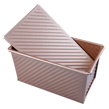 

Toast Box Champagne Corrugated Non-Stick Aluminum Toast Box with Lid Thick Pullman Loaf Pan Bread Mold Aluminum Alloy