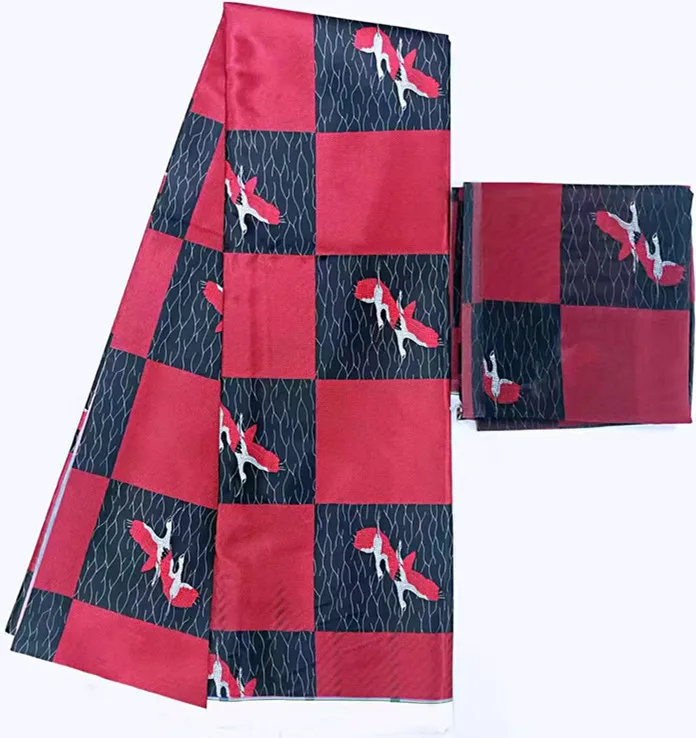 2+ 4 ярдов атласный шелк с шифоновой тканью мягкая африканская ткань для платья Анкара ткань Африканская восковая ткань нигерийская MO-N1 - Цвет: 23