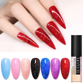 

LILYCUTE 5ml Nail Gel Polish Irisated Striped Gel Semi Permanent Glitter Sequins Gel Nail Soak Off UV LED Nail Art Gel Polish