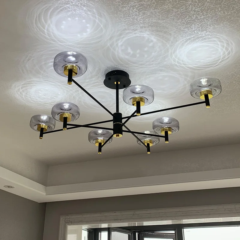 

Скандинавская Светодиодная потолочная люстра, черный светильник для гостиной, спальни, подвесные светильники, домашний декор, комнатное освещение