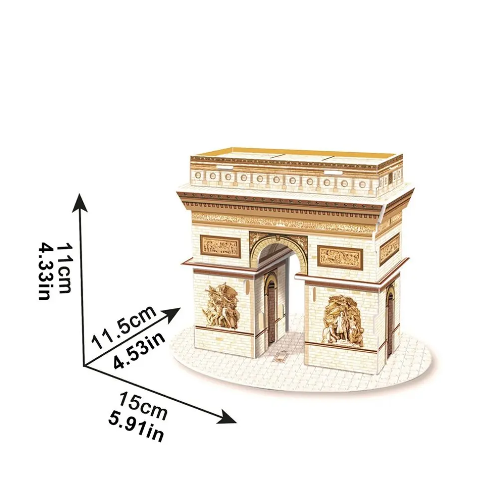 Мини Волшебный мир архитектура Эйфелева башня Статуя Свободы карты бумаги 3d головоломки строительные модели развивающие игрушки для детей - Цвет: Arc de Triomphe