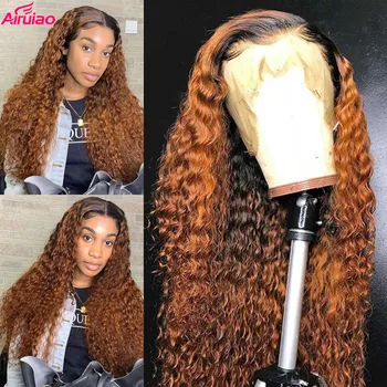 

1b30 Colored Ombre Brown Honey Blonde 13x4 Deep Water Wave Lace Front Human Hair Wigs for Black Women Brazilian Remy Pre Plucked