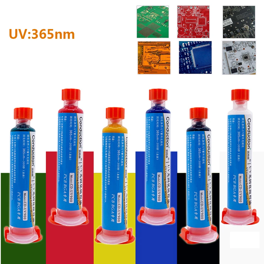 6colorsgreenoilUVLightCuringBGAPCBPaintSolderMaskInkPaintWeldingOilSolderingPastePreventCorrosiveArcing