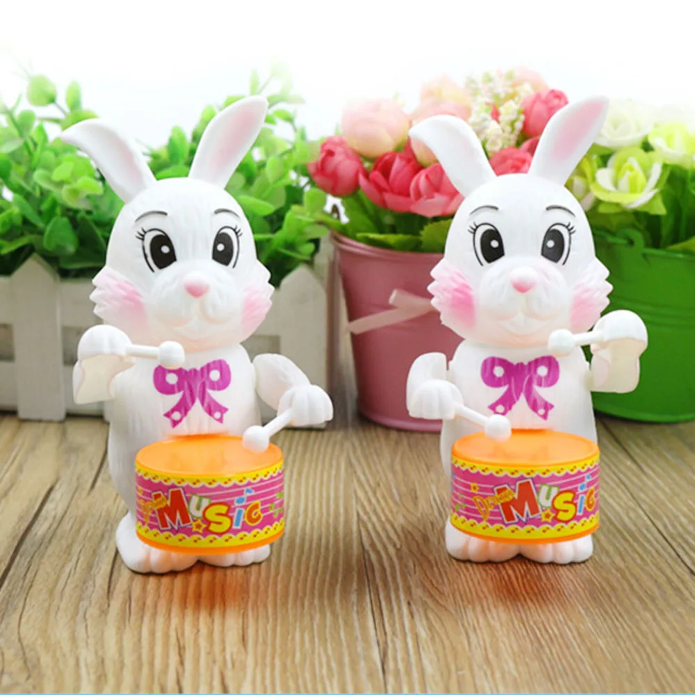 

Toy Musical Instrument Rabbit Drumming Clockwork Wind-Up Toys Children Funny Educational plastic kid to play Game Baby Gift cute