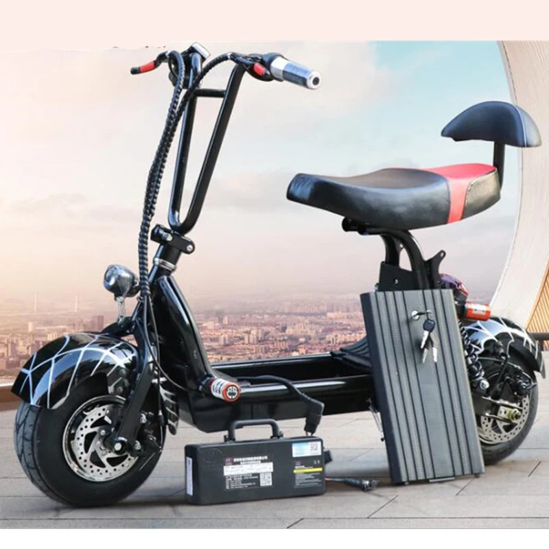 48 в 6 дюймов широкая шина складной городской скутер литиевая батарея для взрослых мужчин женщин Мини электромобиль - Цвет: Черный