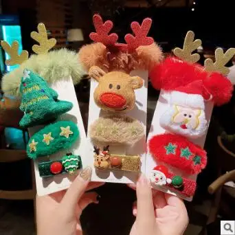 40 компл./лот DIY простой мульти Рождественская елка с рисунком лося для волос BB зажимы костюмы Санта Клаус заколки для волос Инструменты для укладки волос аксессуары HA1727 - Цвет: Mix Styles
