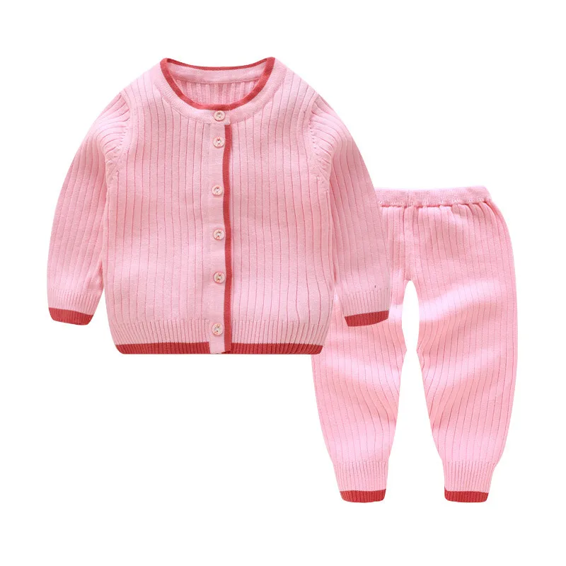 0653 pink Вязаный костюм для новорожденных; Детский комплект со свитером; детский вязаный пуловер+ брюки для девочек и мальчиков; комплект одежды; сезон осень-зима; детская одежда - Цвет: 0653 pink