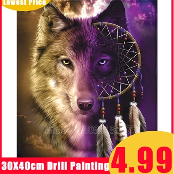 

Full Square/Round Drill 5D DIY Diamond Painting Wolf Totem Diamond Embroidery Cross Stitch Animal Pattern Mosaic Home Decor Gift
