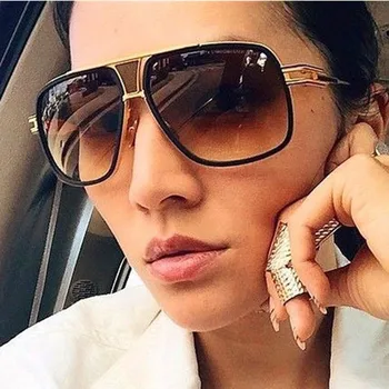 

Classic Oversized Men Sunglasses Luxury Brand Women Sun Glasses Square retro shades Oculos de sol Male UV400 Mirror big Eyewear