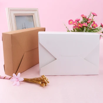 

20pcs New Design Brown Envelope Style Kraft Paper Box White Carton Cardboard Box For Candy Cookies Packaging Gift Box Christmas