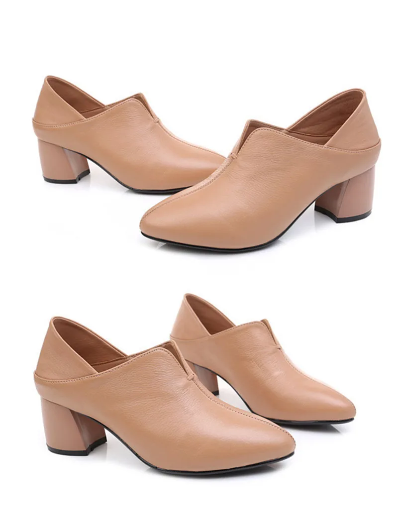 2020 Spring Autumn New Women's Shoes Fashion Thick Heel Round Head Leather High Heels Women Wedding Shoes Ladies Pumps VT725 (14)