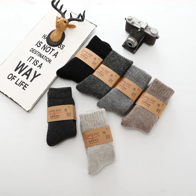 Winter Warm Merino Wool Male Men Socks Women Socks Super Thicker Solid Socks Merino Wool Rabbit Socks Against Cold Snow