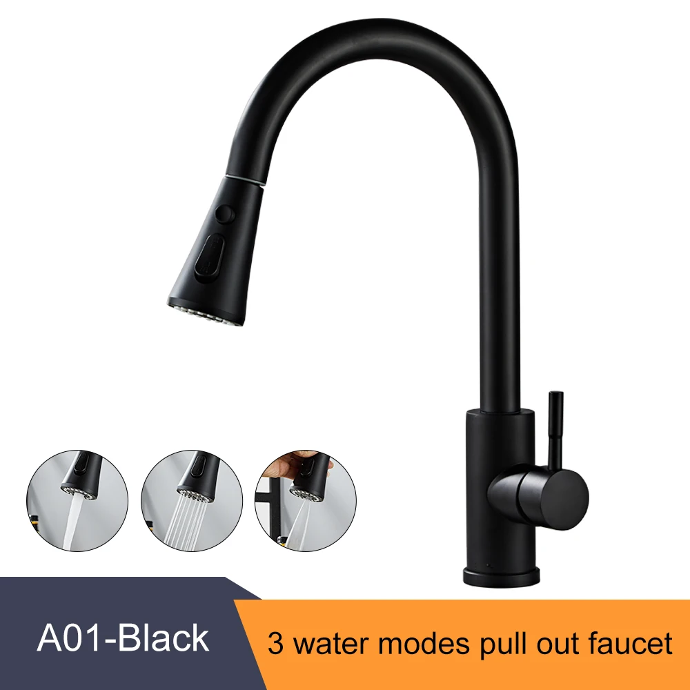 Chrome/Black/Golden Pull Out Kitchen Faucets Hot Cold Water Stream Sprayer Spout Pull Down Tap Mixer Crane For Kitchen EL5407 under cabinet paper towel holder Kitchen Fixtures