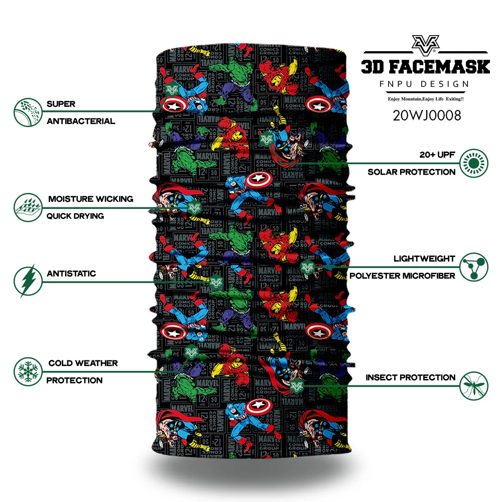 Велосипедная Бандана с 3D принтом Marvel, мотоциклетная маска для лица, Супермен, Человек-паук, Звездные войны, маска для лица, повязка на голову, Лыжная Балаклава