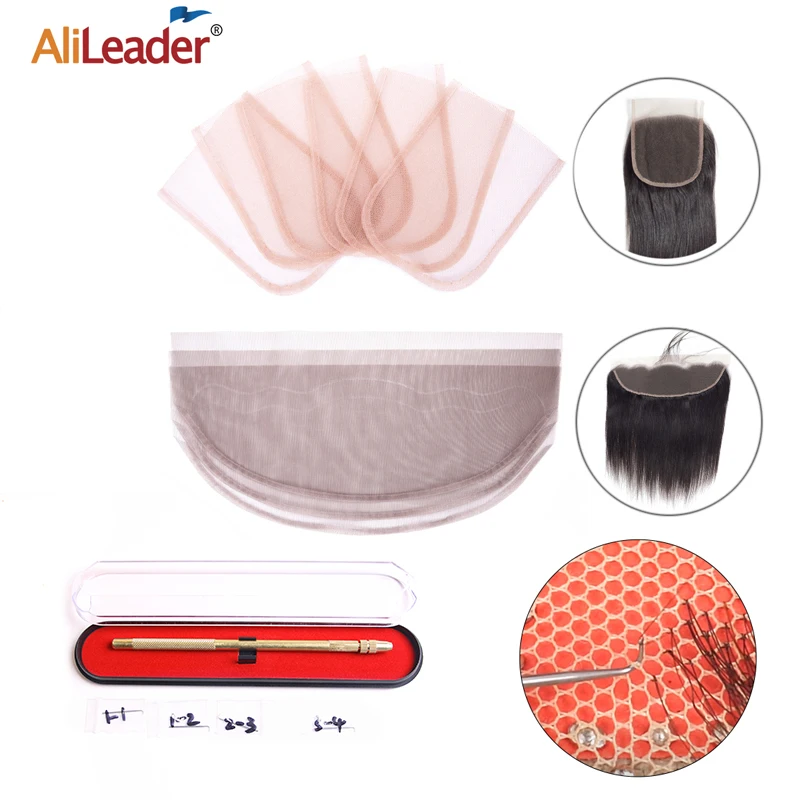 Alileader DIY Wig Tools Ventilating Needle 4x4 13x4 Lace Lace Closure Base Quality Swiss Lace Human Hair Wig Making Sets