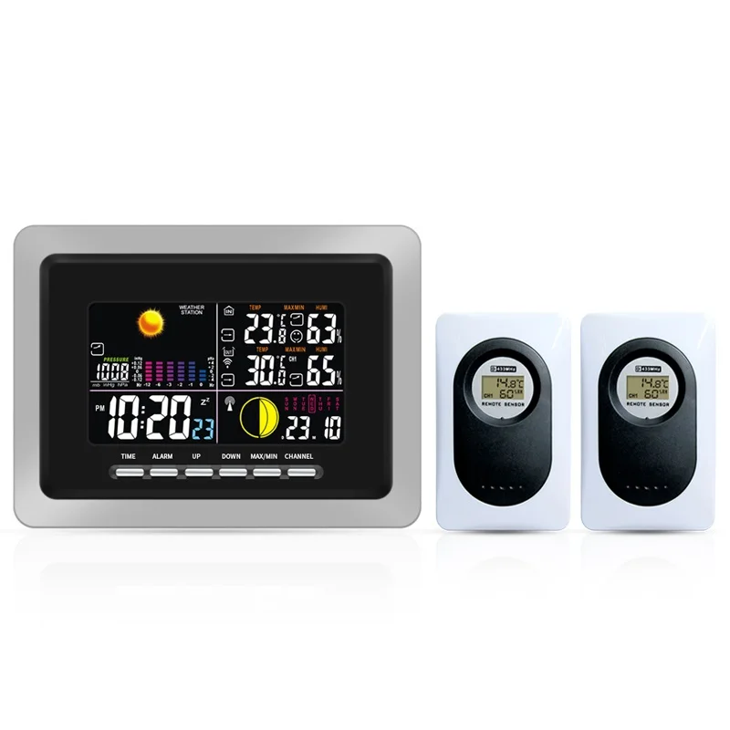 Two transmitters DYKIE крытый и открытый измерение температуры и влажности 3 канала цветная подсветка Цифровая беспроводная метеостанция - Цвет: Two transmitters
