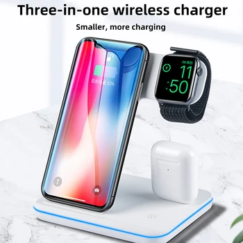 

Wireless Charger Stand 3 in 1 Qi 15W Fast Charging Dock Station for iWatch 5 4 3 For AirPods Pro For iPhone 12 11 Pro XS XR X