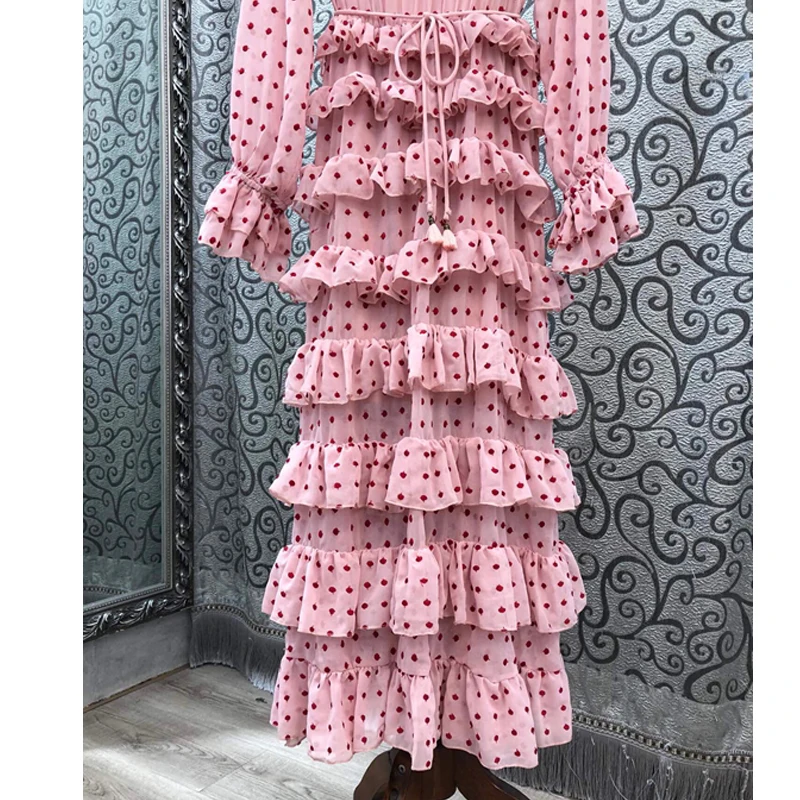 AELESEEN Luxury Women Autumn Dress Runway Fashion