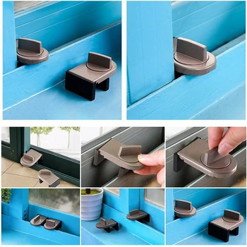 

Restrictor Door Drawer Safe Sliding Window Stopper Safety Catch Kids Child Security Sash Lock Iron & Rubber For Children Safety
