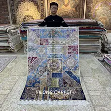 Yilong 4'x6' персидский шелковый ковер лоскутный дизайн ручной вязки шелковый ковер для продажи(ZQG366A